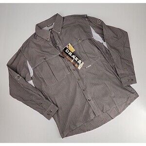 Brown Micro Plaid Wingshooter's Button Down Shirt | NWT Drake Waterfowl Size Med